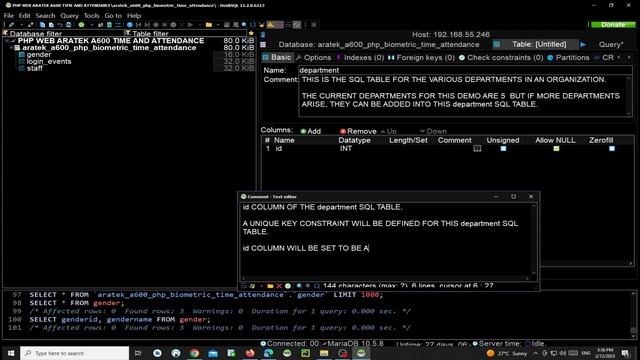 PART 3 - Creating SQL Tables for GENDER and DEPARTMENT for PHP ARATEK A600 Time Attendance System смотреть онлайн