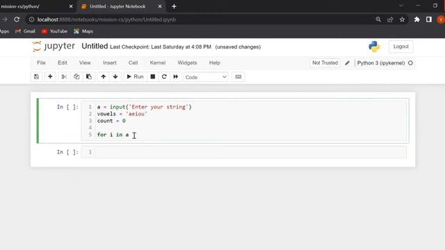 Python program to count number of vowels used in a given string. смотреть онлайн