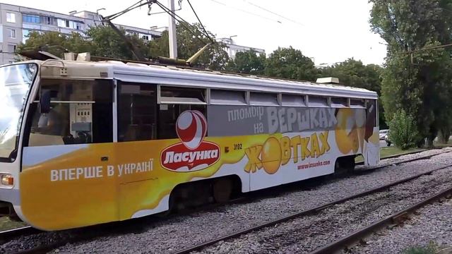 Трамвай КТМ19КТ (71-619КТ) №3102 за маршрутом №27 на зуп. 11-та поліклініка смотреть онлайн