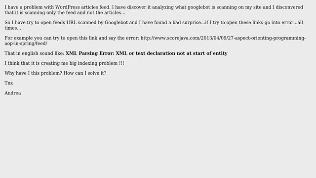 Problem with articles feed: XML Parsing Error: XML or text declaration not at start of entity смотреть онлайн