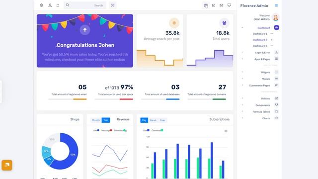 Most Attractive Full Width Bootstrap Dashboard By Florence Admin смотреть онлайн