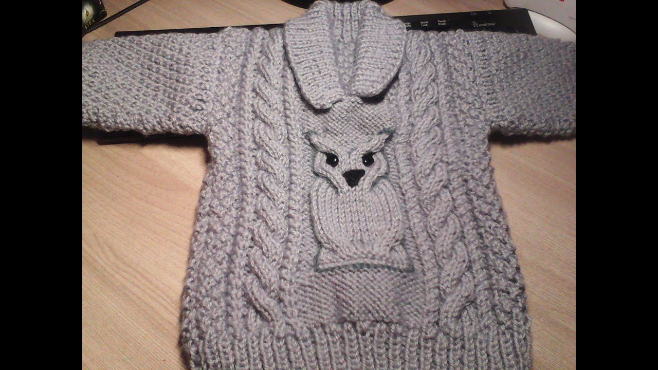 Мастер-класс 1ЧАСТЬ детского свитера с совой спицами,связанного для мальчика. смотреть онлайн