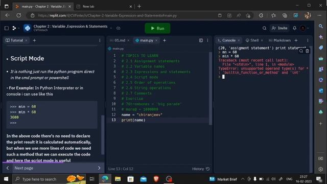 Variables In Python | String Operation | Assignment Statements | Expression | Order of Operation смотреть онлайн