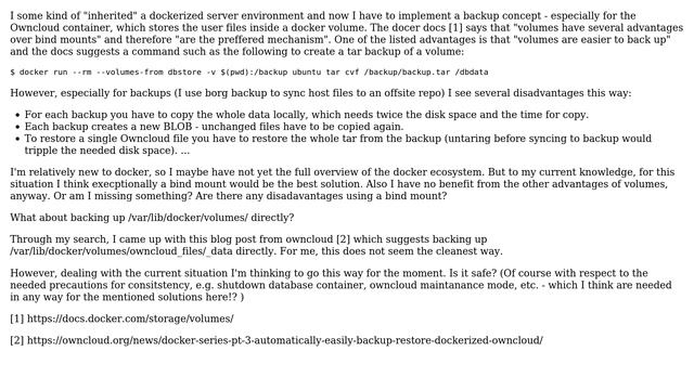 Backup large docker volumes vs. bind mounts vs. /var/lib/docker/volumes/ (owncloud) смотреть онлайн