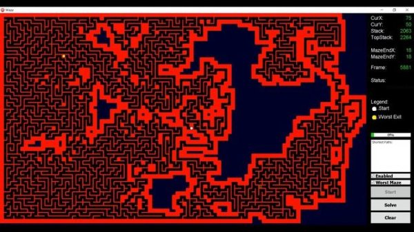 Visualized randomized depth-first search algorithm for maze generation