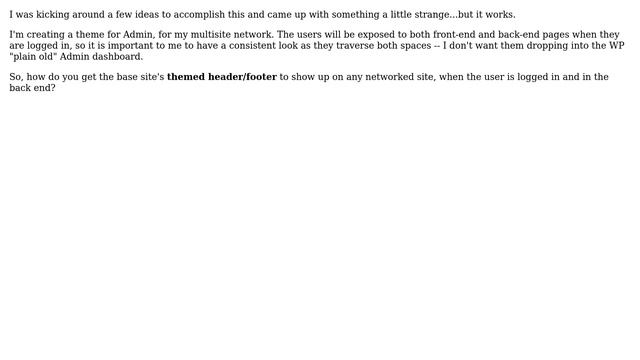 Wordpress: Same header/footer in Admin, across all network sites in multisite смотреть онлайн