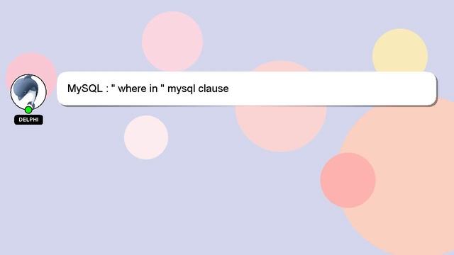 MySQL : " where in " mysql clause смотреть онлайн