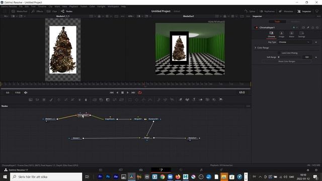 DaVinci Resolve/Fusion adding a chroma key node - Language: Swedish смотреть онлайн
