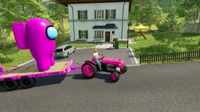 LOAD AND TRANSPORT GIANT AMONG US WITH FORD TRACTORS - Farming Simulator 22 смотреть онлайн
