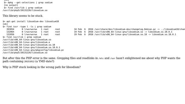 PHP looking for wrong library file, apt seems to have wrong version installed, but I can't... смотреть онлайн