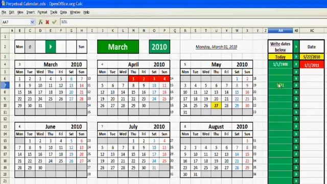 OpenOffice Calc Calendar смотреть онлайн
