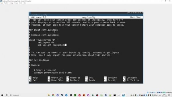 Sway on Wayland ArchLinux 2023 in VirtualBox