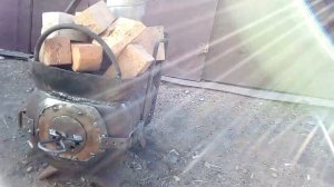 печь из газового баллона для мобильной бани