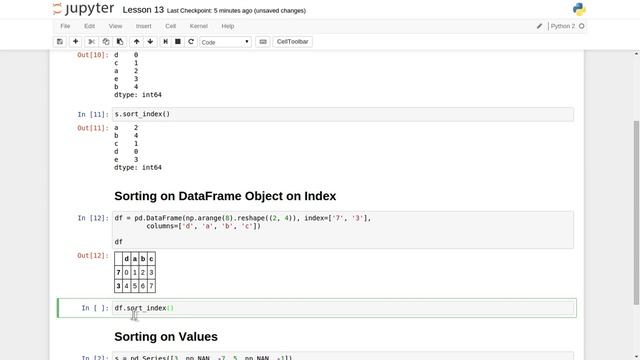 Python Pandas Sorting on DataFrame Tutorial 13 смотреть онлайн