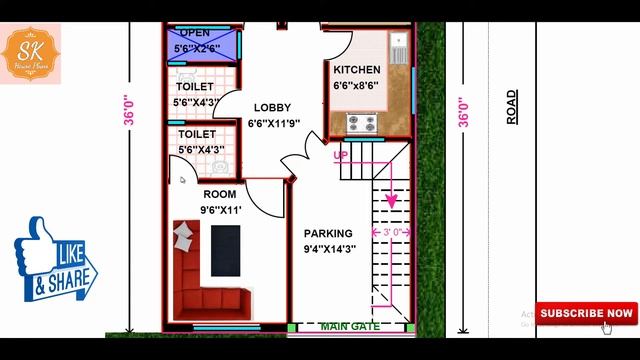 TWO SIDE ROAD HOUSE PLAN 20 * 36 / 720 SQ.FT HOUSE PLAN / 67 SQ.M HOME / 80 SQ.YDS HOUSE PLAN смотреть онлайн
