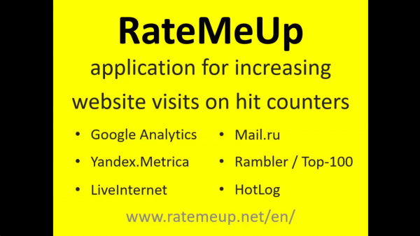 RateMeUp - application for increasing your website visits on hit counters.