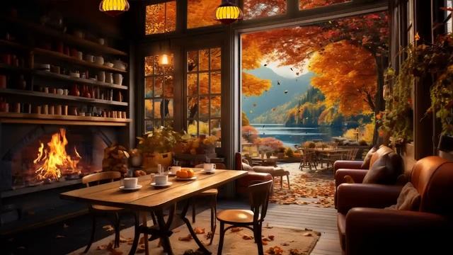Autumn Cafe -  Bossa Nova Music, Bird Sounds, White Noise And Autumn Nature Sound