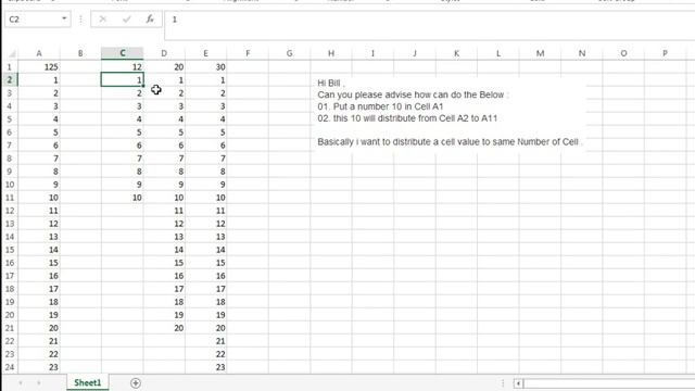 Excel - Fill cells with 1 to [Value in A1] - Episode 1907 смотреть онлайн