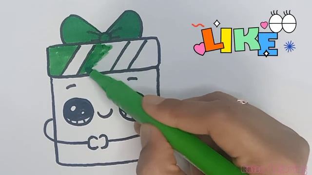 How to Draw A Cute Gift Box / как нарисовать подарочную коробку/선물상자그리기 смотреть онлайн