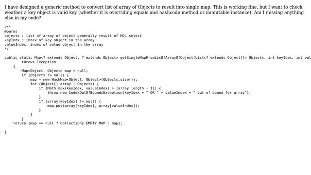 Generic util method to convert in single map from list of array of Object generally result of... смотреть онлайн