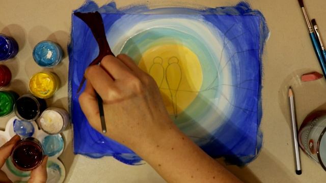 Рисунок на тему весна "Птицы на ветке" смотреть онлайн