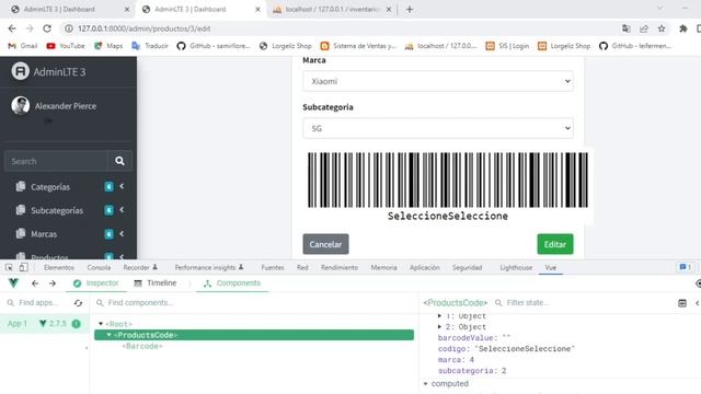 Sistema de control de inventario Editar producto con código de barras | Vue Barcode смотреть онлайн
