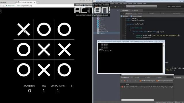 Tic Tac Toe Bot C# .NET смотреть онлайн
