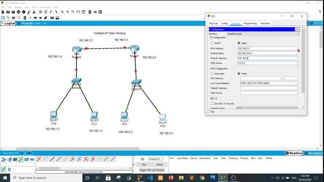 Configure IP static routing in Hindi | Static Routing using 2 routers, 2 Switches, 4 Pc смотреть онлайн