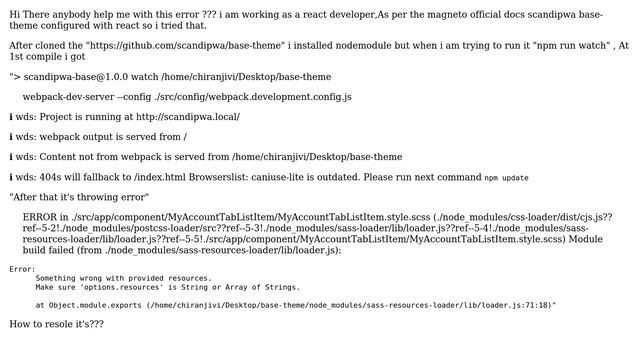 "https://github.com/scandipwa/base-theme" not able to run after install nodemodule also ,... смотреть онлайн