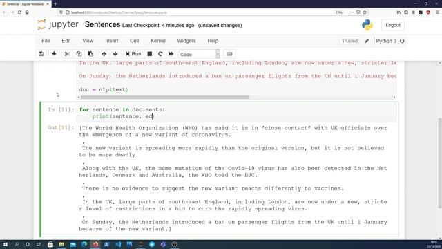 Spacy - Finding Sentences смотреть онлайн