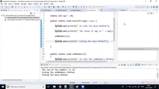 session-10-July-12 - Core Java , How to debug using Eclipse and Operators смотреть онлайн