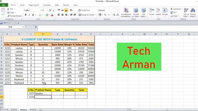 VLOOKUP in Excel ! Vlookup use with Freeze and Unfreeze in Hindi смотреть онлайн