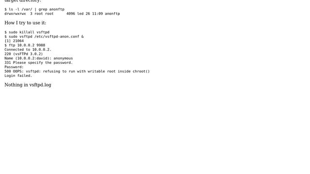 500 OOPS: Vsftpd: Refusing To Run With Writable Root Inside Chroot() (2 Solutions!!)