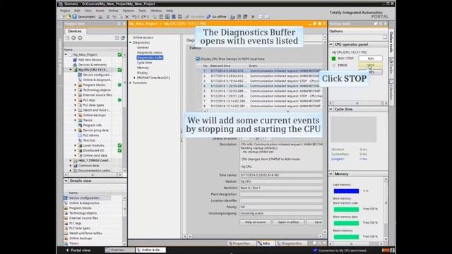 27: How to Access and Use the CPU Diagnostic Buffer in TIA Portal смотреть онлайн