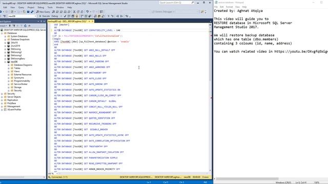 Restore Database in Microsoft SQL Server Management Studio 2017 смотреть онлайн