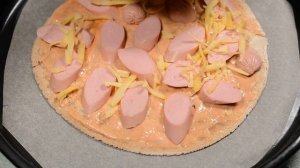 ЛАВАШ + СОСИСКА!Завтрак  за 10 минут! Вкусный завтрак на скорую руку!Пицца из тортильи  на сковород