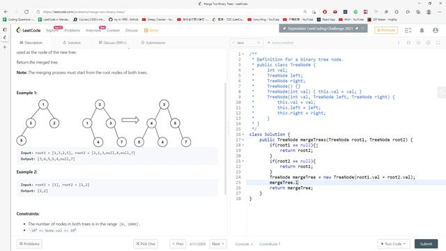 LeetCode 617 | Merge Two Binary Trees | DFS | Java смотреть онлайн