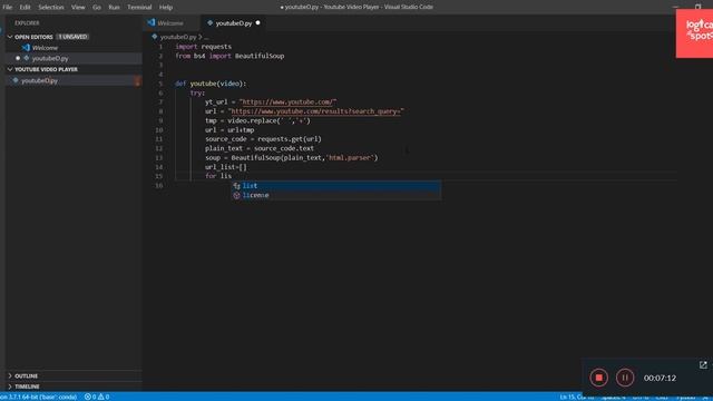 how to make youtube video player in python смотреть онлайн