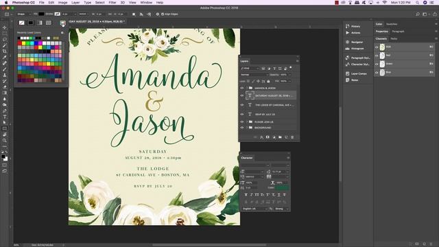 PHOTOSHOP TUTORIAL | How to Create a Wedding Invitation Design смотреть онлайн