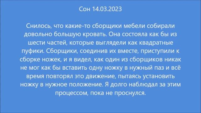 Сон: Сборщики мебели (14.03.2023) смотреть онлайн