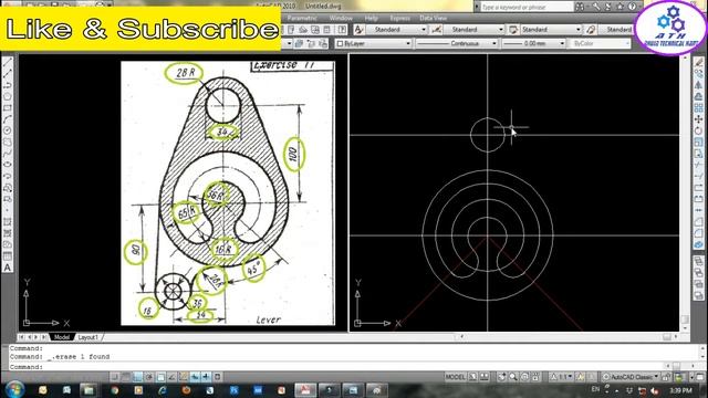 Autocad Tutorial 2D | Drawing -15 (Example-15) | Chapter-22 | By Ahuja Technical Hant смотреть онлайн