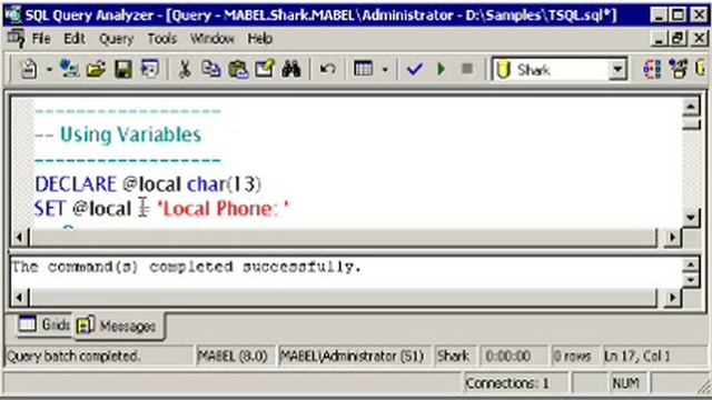 SQL SERVER Tutorial - T-SQL: BATCHES - Variables смотреть онлайн