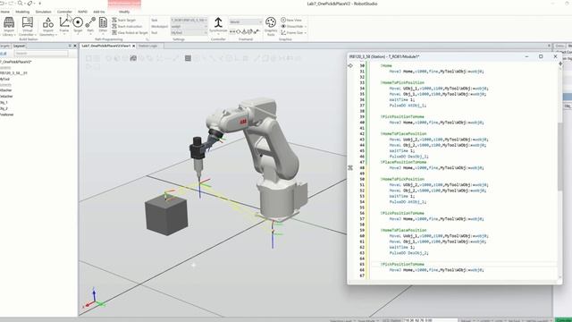 ABB RobotStudio_Pick and Place with Rapid code_One & multiple pass смотреть онлайн