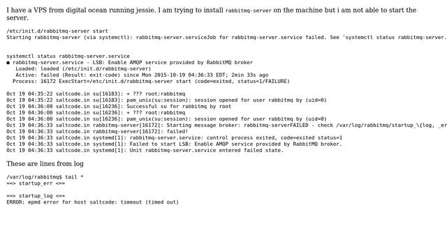 DevOps & SysAdmins: Rabbitmq-server not starting on debian jessie смотреть онлайн