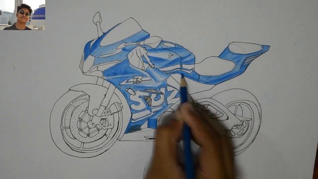 Drawing the Suzuki GSX-R1000 | Using Colour Pencils | смотреть онлайн