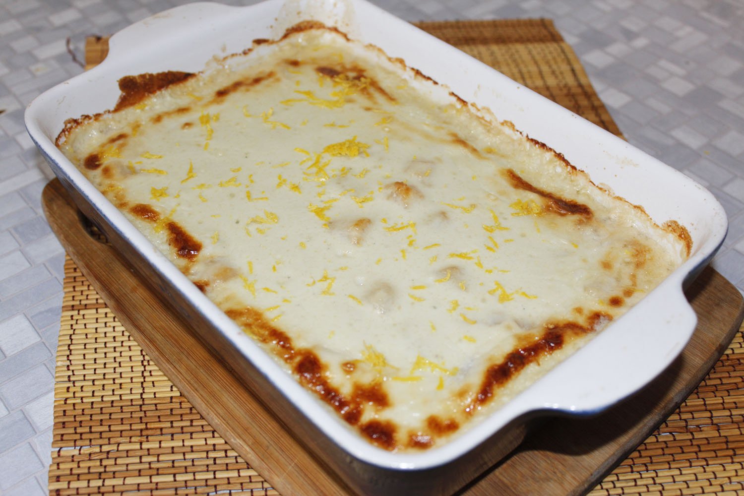 Морские гребешки, запеченные в соусе 4 сыра