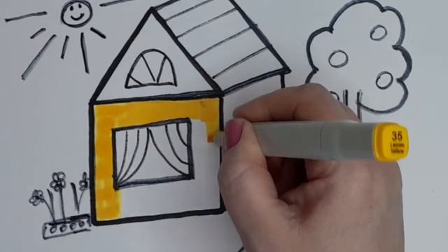 Как нарисовать и раскрасить ? ДОМ для детей. Простые рисунки. /Mari rainbow coloring .#drawing смотреть онлайн
