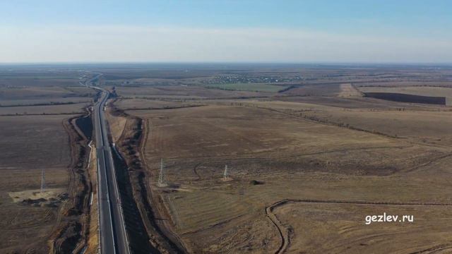 Крым трасса Таврида 5 этап между с. Трудовое-Аэропорт с высоты птичьего полета смотреть онлайн