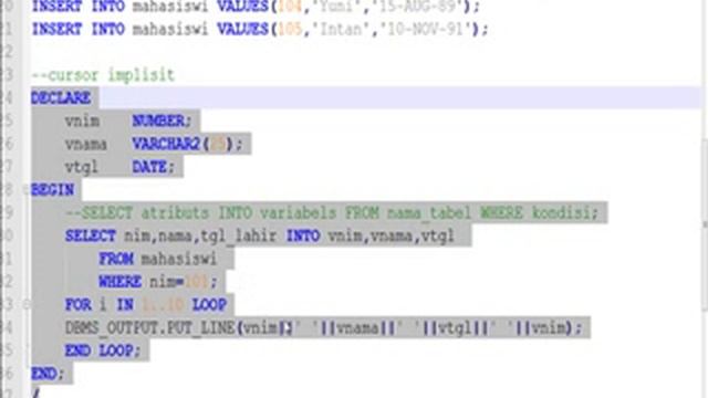 Oracle PLSQL Implicit Cursor (narrator voice Indonesian) смотреть онлайн