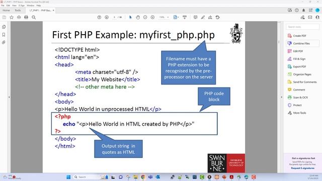 PHP 01 - First PHP example смотреть онлайн